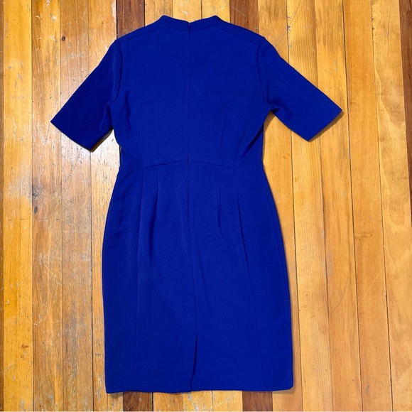 Tahari by Arthur S Levine Indigo Blue Dress Lined Short Sleeves Size 10 - Picture 3 of 3